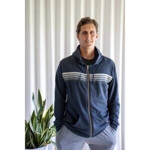 Aviator Nation 5 Stripe Zip Hoodie, Size S, Charcoal/Grey